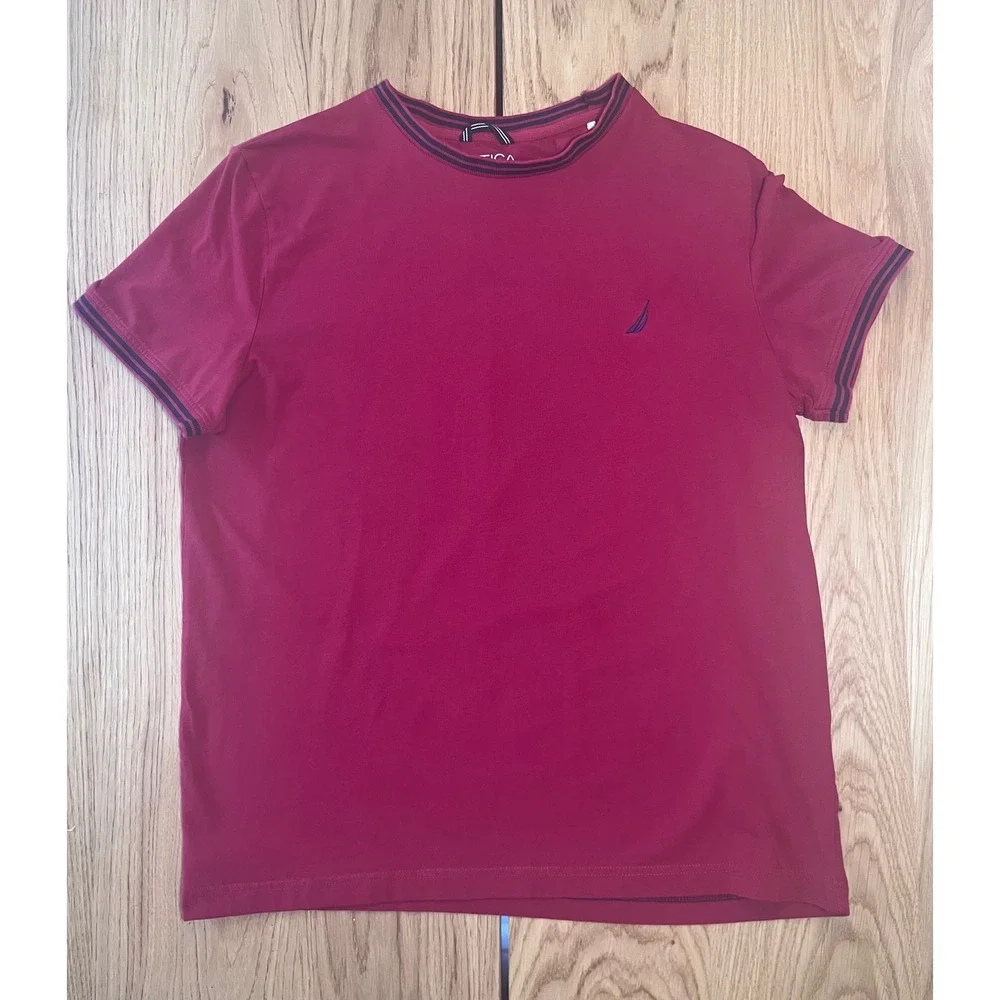 Nautica Performance Tee Mens Large Red Short Sleeve‎ Preppy Sporty Shirt